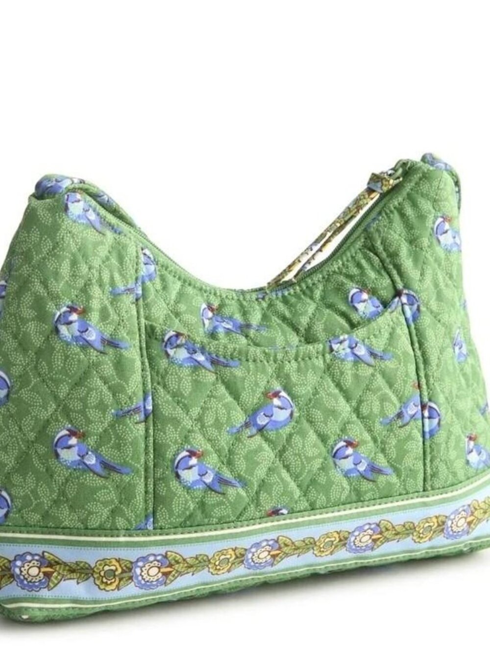 Green birds vera bradley post shoulder bag quilted handbag with blue birds and f